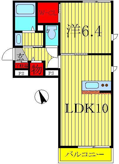 スカイガーデン(1LDK/2階)の間取り写真