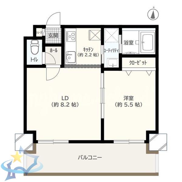 BLOCK TOWER(1LDK/2階)の間取り写真