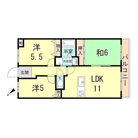 エスポワール西神戸(3LDK/1階)の間取り写真