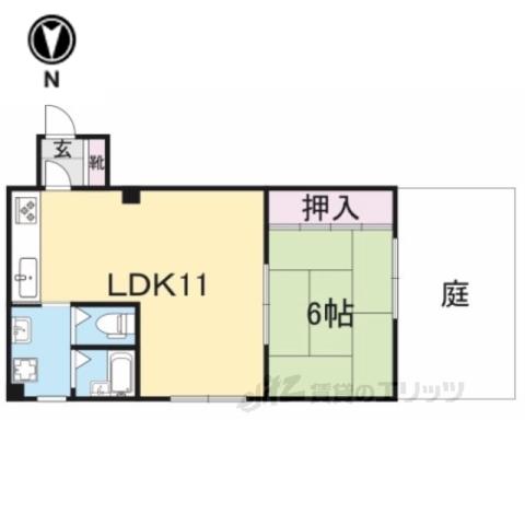 ハイツ紫峯(1LDK/1階)の間取り写真