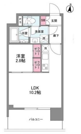 シーズンフラッツ中崎(1LDK/14階)の間取り写真