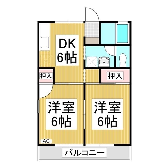セジュール東和田B棟(2DK/2階)の間取り写真