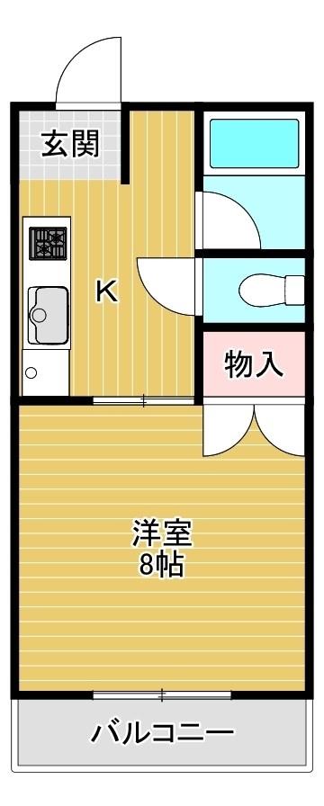 キャッスル御前谷(1K/2階)の間取り写真