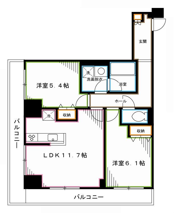 エスティメゾン高円寺(2LDK/2階)の間取り写真