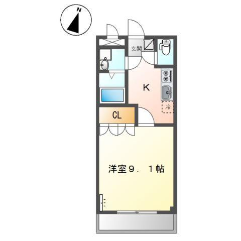 グランツ(1K/2階)の間取り写真