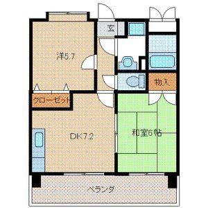 クレイントータス(2DK/6階)の間取り写真
