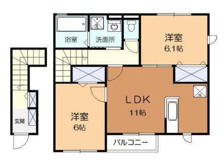 サニーハウス(2LDK/2階)の間取り写真