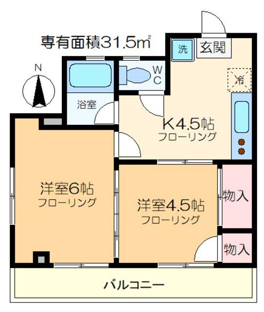 ユニバーサルマンション(2K/3階)の間取り写真