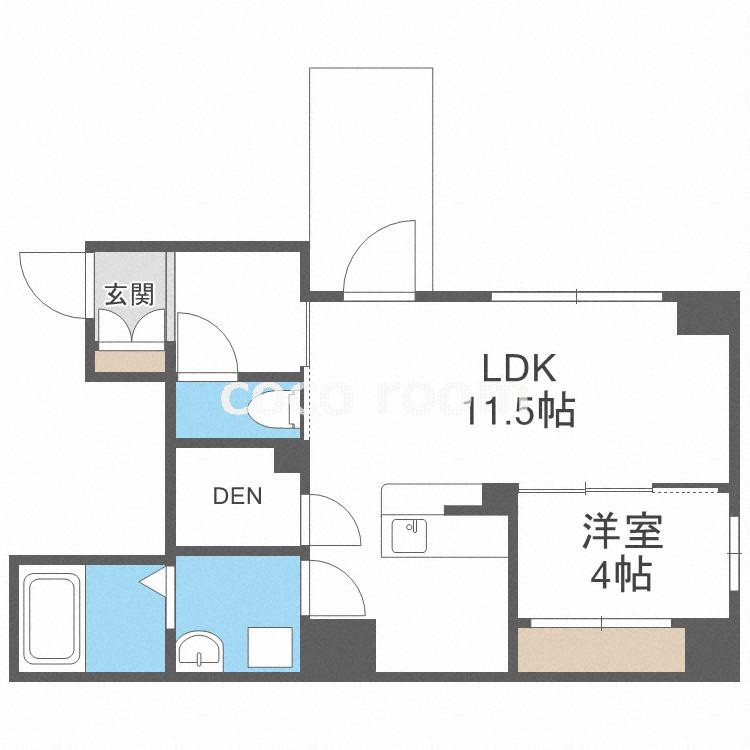 LA CASA 玉造(1LDK/4階)の間取り写真