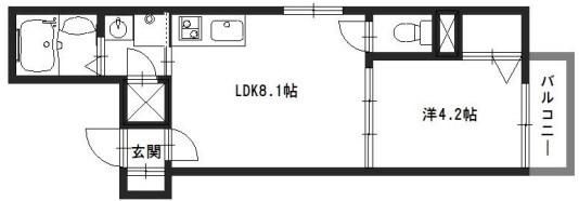 F ASECIA ILIA(1LDK/2階)の間取り写真
