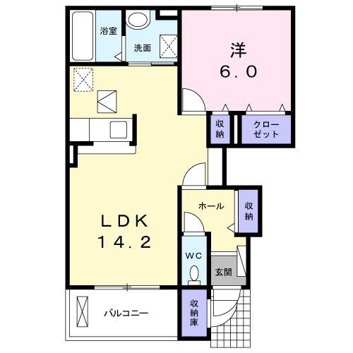 シルエーラ・シスB(1LDK/1階)の間取り写真