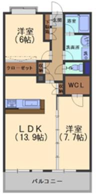 オークヴィラ(2LDK/4階)の間取り写真