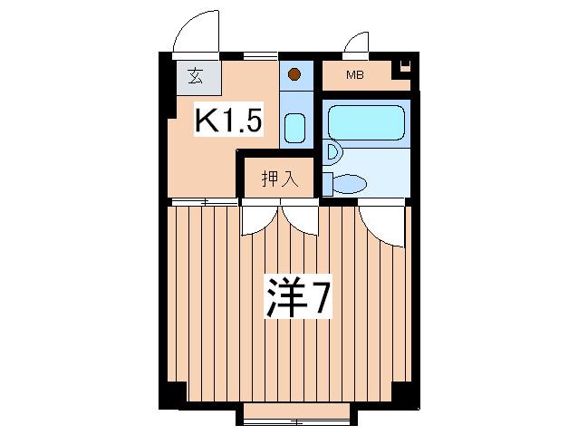 リバティハウス(1K/2階)の間取り写真