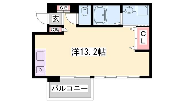 ラ・ベリーザ南今宿(ワンルーム/2階)の間取り写真