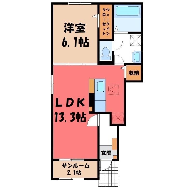 クリスマスローズG(1LDK/1階)の間取り写真