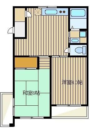 ペガサス中村(2DK/2階)の間取り写真