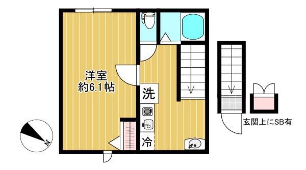 VILLAリバーサイド沼部(1K/2階)の間取り写真