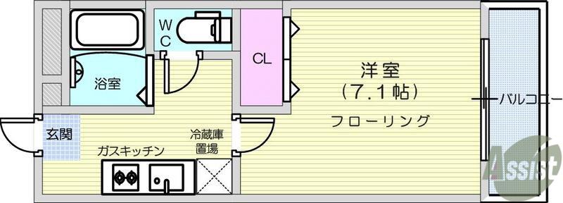 コンフォール(1K/1階)の間取り写真