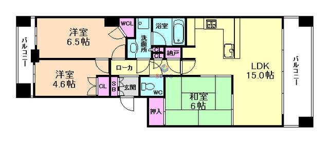 堂島川シティハウス(3LDK/2階)の間取り写真