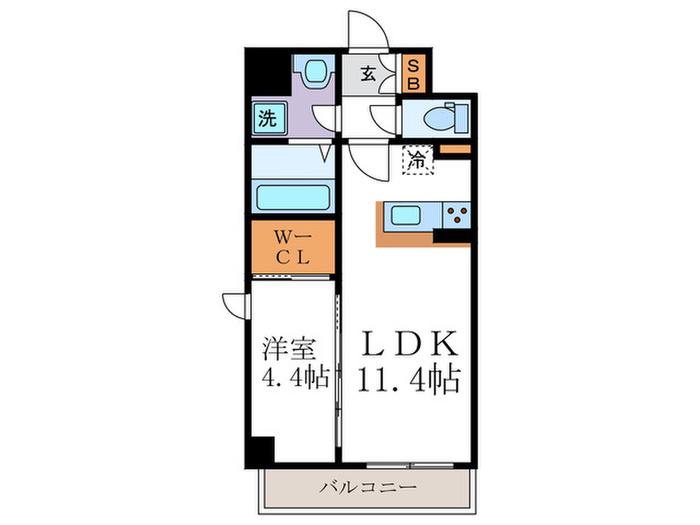 THERESIDENCE二条駅前(1LDK/2階)の間取り写真