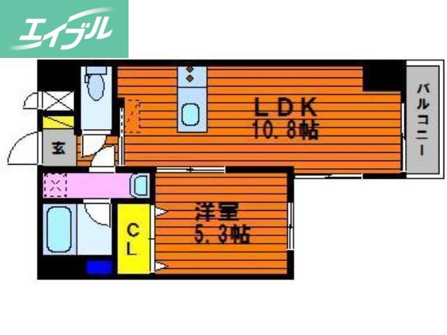 エスコパークヒルズ問屋町(1LDK/9階)の間取り写真