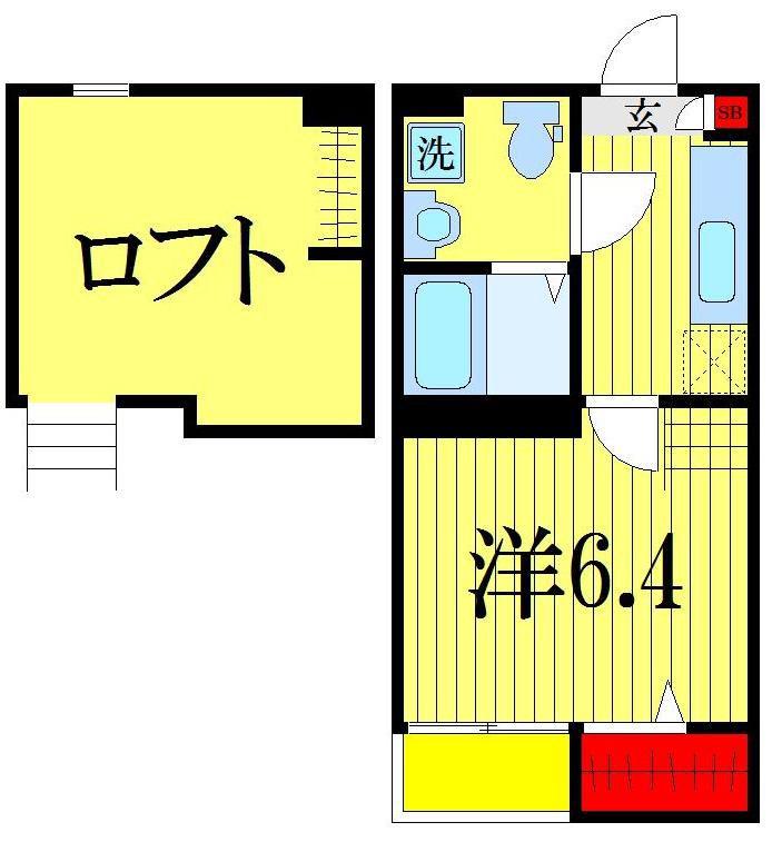 スマートフラット前原(1K/1階)の間取り写真