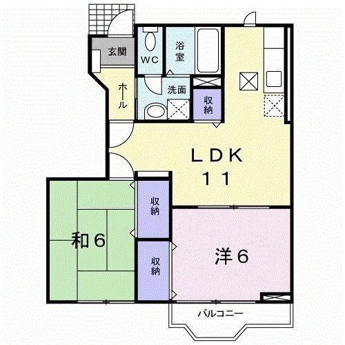 イースト・ツインズA棟(2LDK/1階)の間取り写真