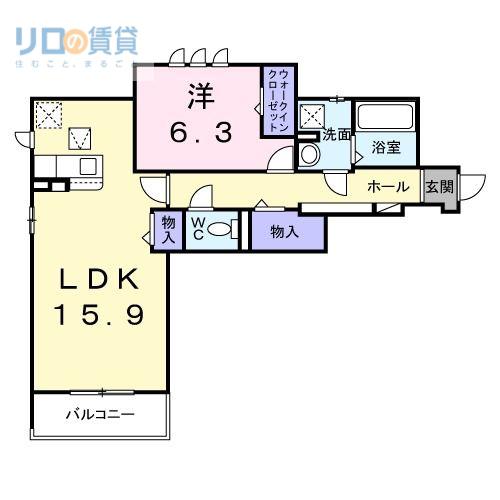 CASA VISTA(1LDK/1階)の間取り写真