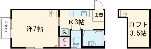 メゾンアンヘレス(1K/3階)の間取り写真