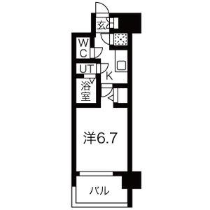 レジュールアッシュ名中之島サウス(1K/13階)の間取り写真