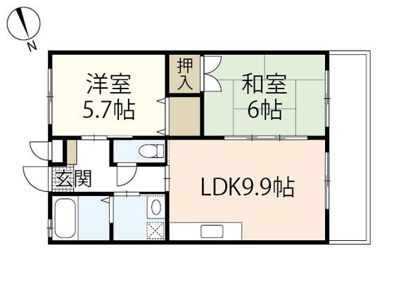 YSガーデン(2LDK/2階)の間取り写真