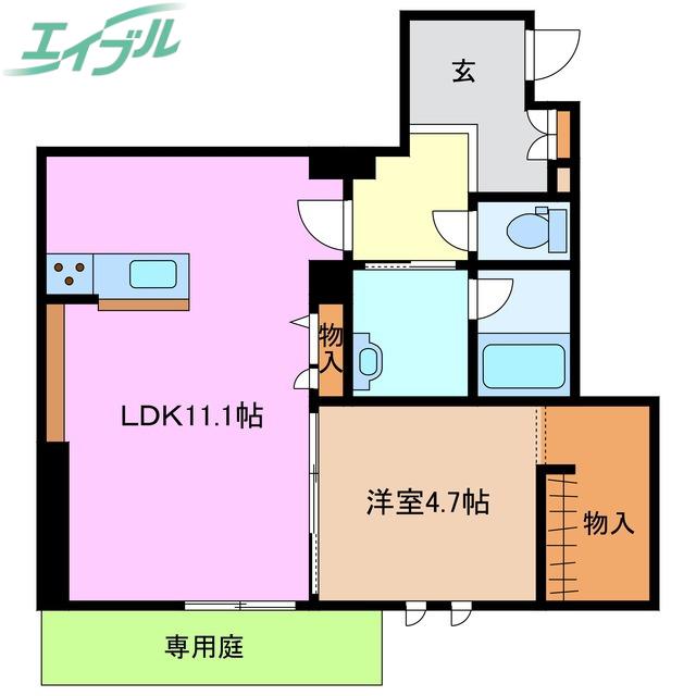 シャーメゾン ラ テラ(1LDK/1階)の間取り写真
