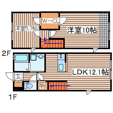 ポンプレ(2LDK/1階)の間取り写真