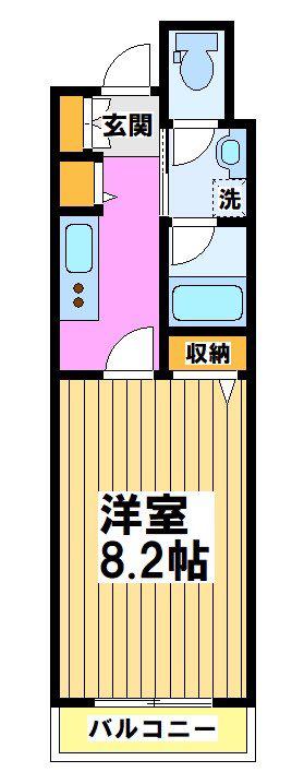 ラソ フエルサ(1K/4階)の間取り写真