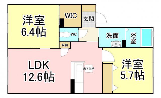 三洋タウン上の原(2LDK/1階)の間取り写真