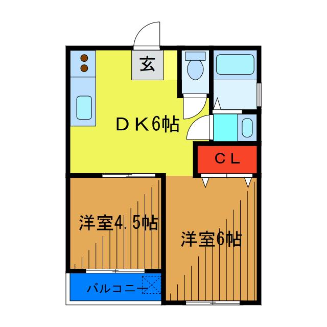 青戸三鈴コーポ(2DK/7階)の間取り写真