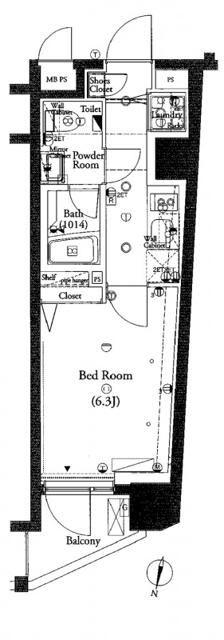 ヴォーガコルテ西小山(1K/4階)の間取り写真