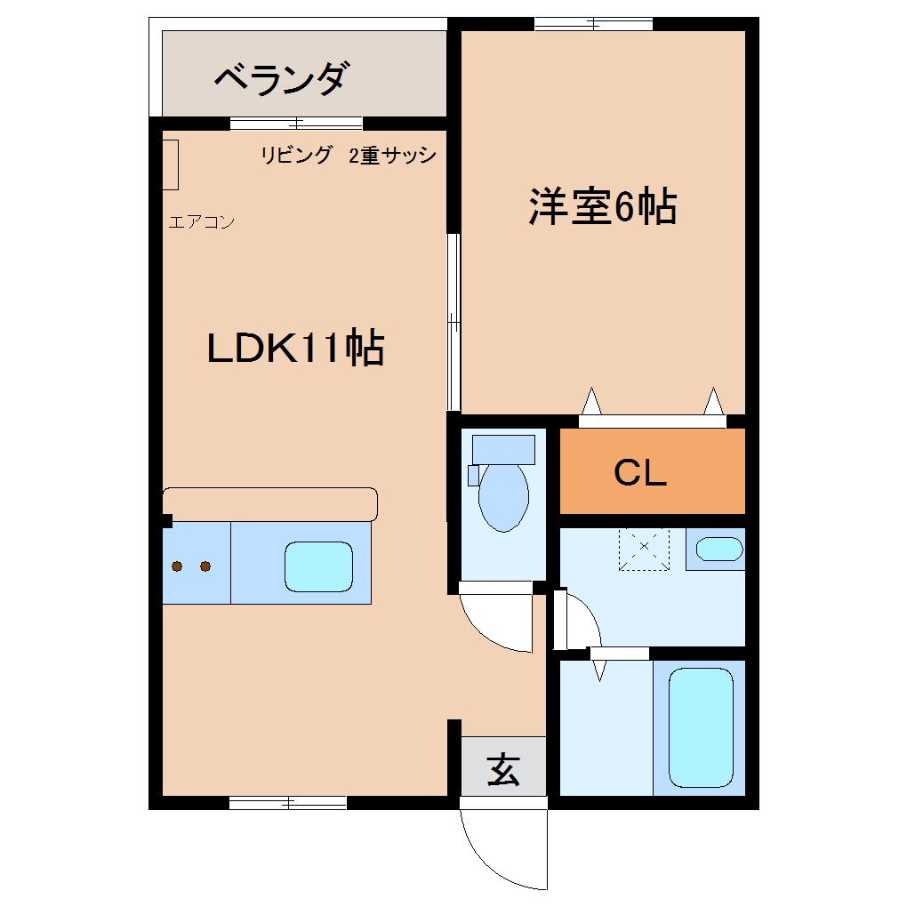 PAL立山(1LDK/1階)の間取り写真