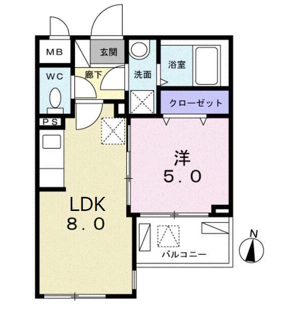 EXCELLENCE・幸(1LDK/2階)の間取り写真