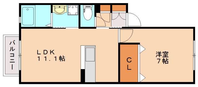 ファミール井尻(1LDK/2階)の間取り写真