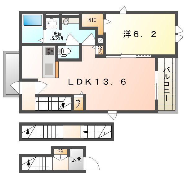 リエート 柳田(1LDK/3階)の間取り写真