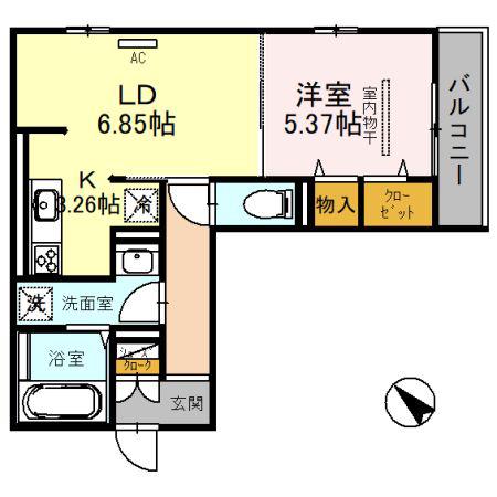 グランアクア(1LDK/3階)の間取り写真