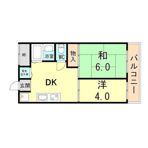 甲南ビル(2DK/3階)の間取り写真