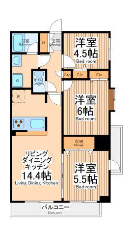 プロスペクト川崎(3LDK/2階)の間取り写真