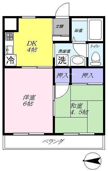 グリーンマンションA(2DK/2階)の間取り写真