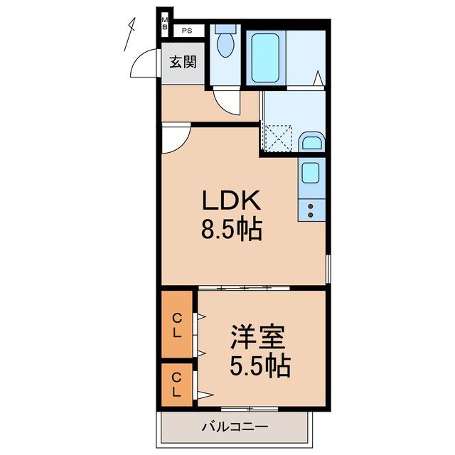 フジパレス吹屋町ウエスト(1LDK/1階)の間取り写真