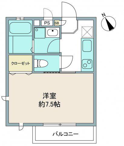 おりぃぶ(1K/2階)の間取り写真