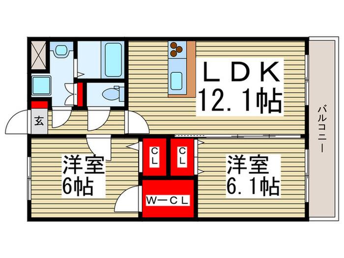 シャルマンB(2LDK/3階)の間取り写真