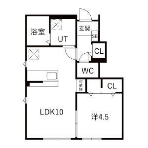 GRACE鳴神(1LDK/1階)の間取り写真