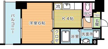 FELT127(1K/13階)の間取り写真
